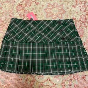 Edikted Green Plaid Mini Skirt